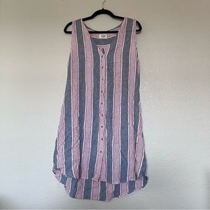 Marine Layer Button Up High-Low Dress with Pockets